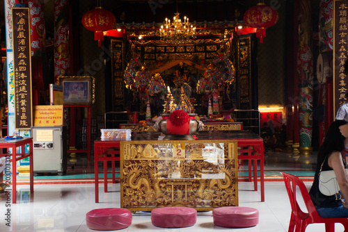 Принти на полотні Antique building of Lao Pun Thao Kong Chinese Shrine on Song Wat Road or Songwad