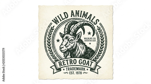 Photography Retro Goat Emblem Wild Animals Trademark.