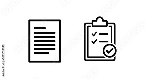 Feedback form and feedback survey icons with checklist and tick feedback checklist illustration document clipboard completion evaluation questionnaire collection analysis business