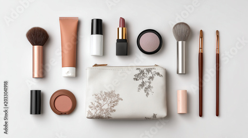 make up brushes and powder