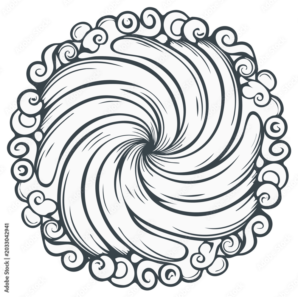 Fototapeta premium Abstract Swirling Mandala Design with Cloud Border