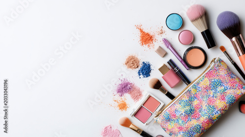 make up brushes and powder