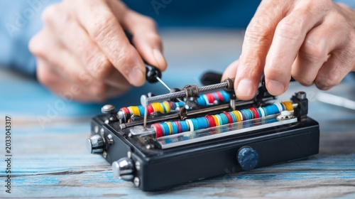 Detailed Close-Up of Morse Code Telegraph Key and Signal Transmission Mechanism