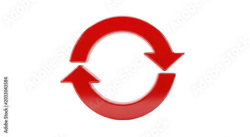 Obraz na płótnie Red circular refresh or sync arrow icon isolated on transparent background