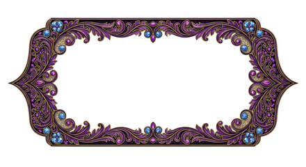 Black and white decorative frame border with city skyline isolated on transparent background