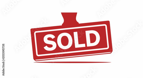 Red rectangular sign with white text stating 