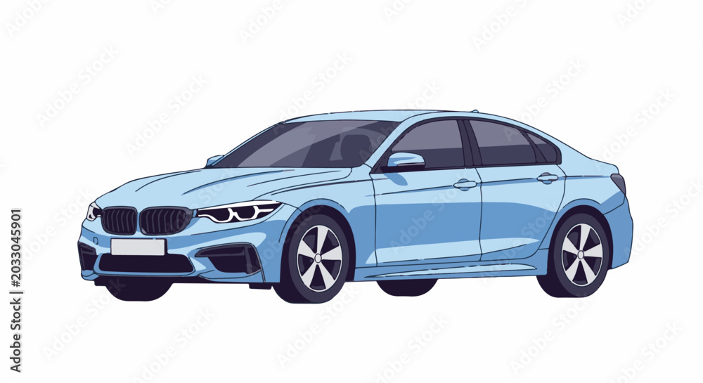Fototapeta premium Sleek blue sedan with tinted windows and modern alloy wheels