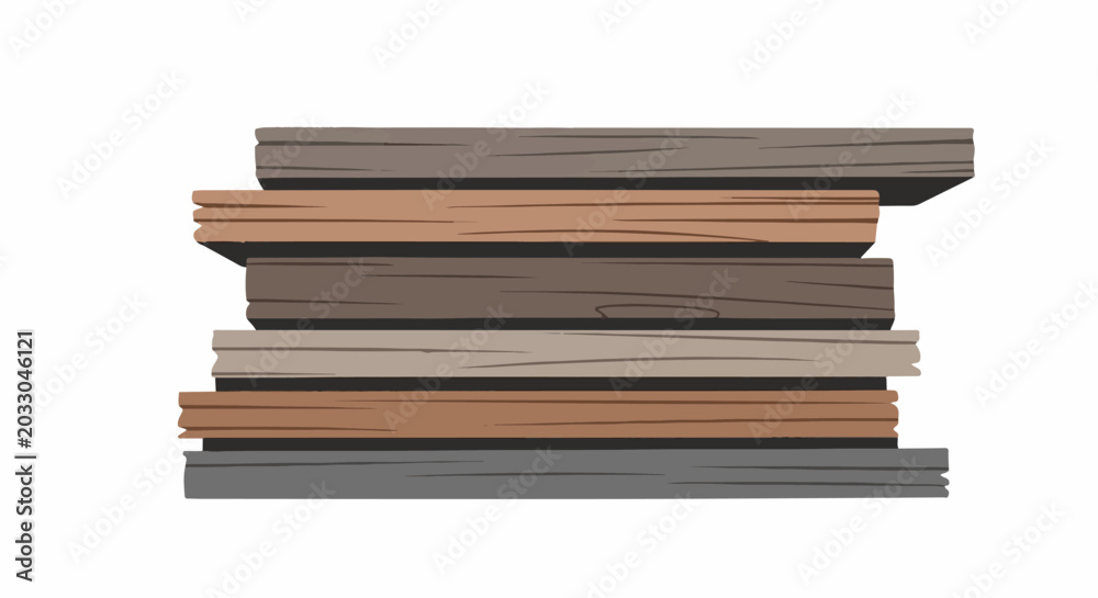 Fototapeta premium Stacked wooden planks with varied textures and shading