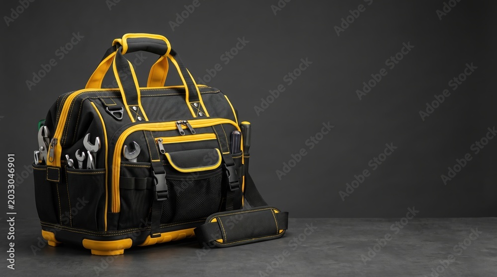 Fototapeta premium Heavy Duty Tool Bag with Assorted Hand Tools