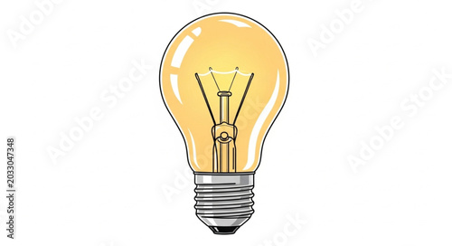Canvastavla Single incandescent light bulb glowing brightly with filament visible