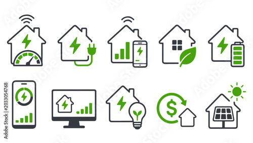 Smart home energy meter icon for electricity monitoring design