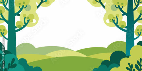 Cuadro en lienzo Forest Landscape Illustration In A Flat Light Green Style