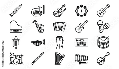 Airport Travel Line Icons Set Isolated on White Background