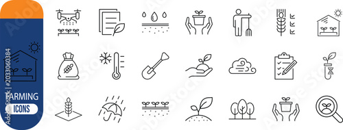 Tableau sur toile Planting agriculture farming growth nature icons