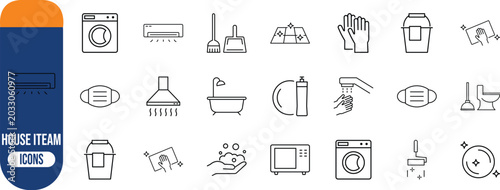 Canvastavla Household cleaning and sanitation icons