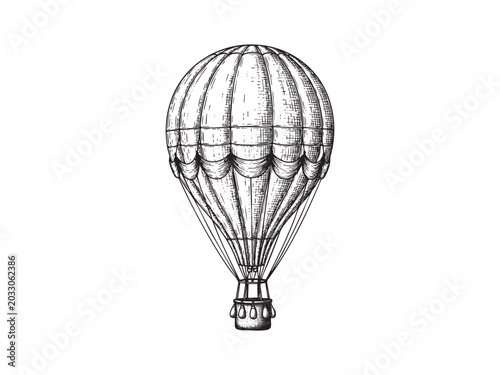Foto Retro hand drawing hot air balloon