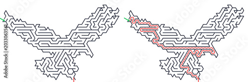 Tablou pe pânză Labyrinth game grid shaped like an eagle design concept