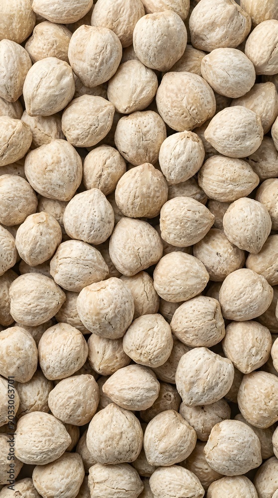 Obraz premium Top View Texture of Whole Raw Candlenuts Background Traditional Asian Spice Food Ingredient
