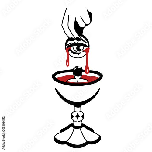 Fotografija Occult Hand Drips Blood Into Chalice Ritual Sacrifice