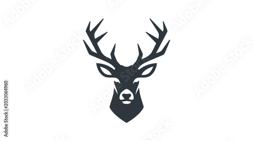 Schilderij op canvas Stylized Deer Head Silhouette with Antlers.