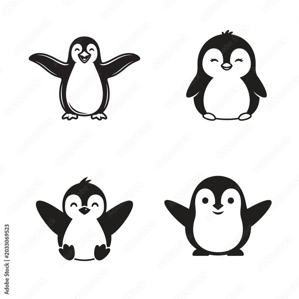Fototapeta premium Cute penguin cartoon elements collection