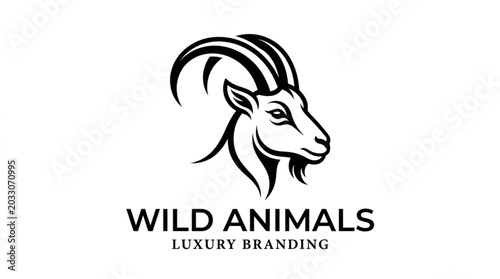 Tableau sur toile Stylized Goat Head Logo for Wild Animals Luxury Branding.