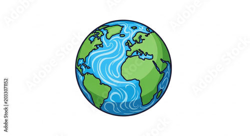 фотографія Stylized illustration of planet Earth with continents and oceans.