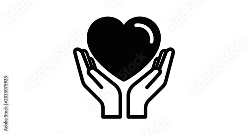 Quadro su tela Hands holding a black heart symbol.