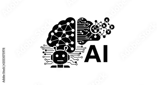 Canvas-taulu Artificial Intelligence Robot Brain Logo.