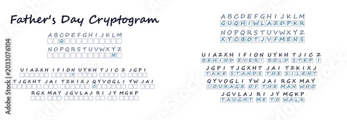 Father's Day Cryptogram with encrypted message and key  