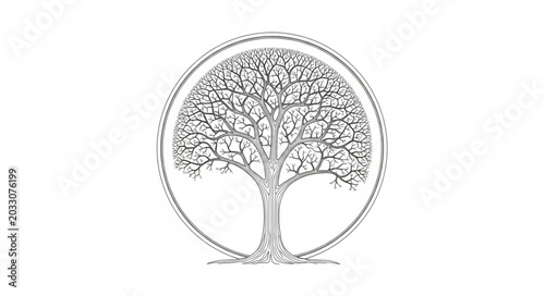 Fotografie Stylized Tree of Life Illustration in a Circle.