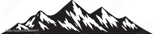 Εκτύπωση καμβά Rugged black mountain range silhouette with sharp peaks and rocky texture, transparent background