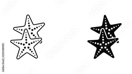 Foto Starfish with textured dots marine life vector icon set