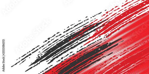 black red dragon decal brush fire volcano lava sakura Asia Japan anime style illustration sporty background banner, vector