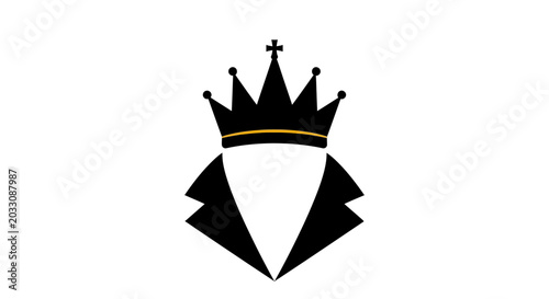 Obraz na płótnie Minimalist logo featuring a black crown atop a formal suit jacket lapel