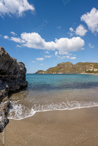 Summer landscape with beach and clear water in the Mediterranean sea on Crete island