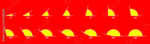 Tableau sur toile Set of various angles from 15 to 180 degrees