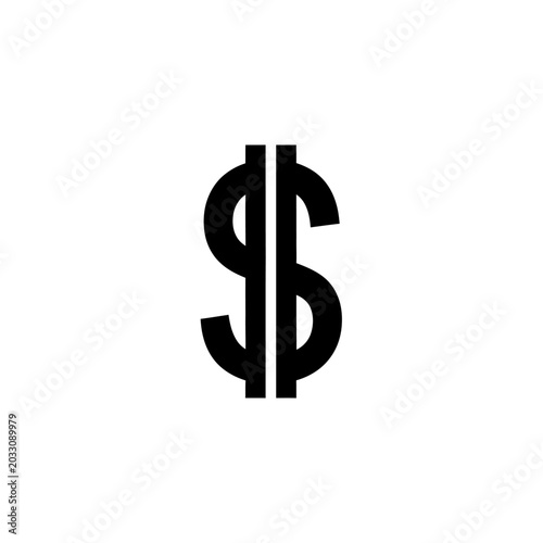 Bold black dollar sign icon isolated on white background