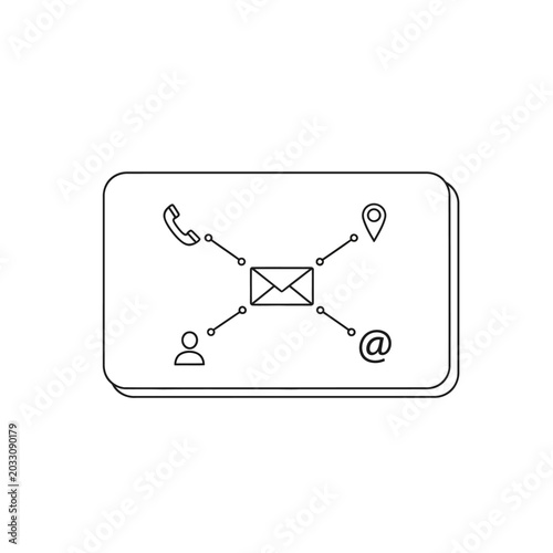Business contact information icons on card minimalist line art