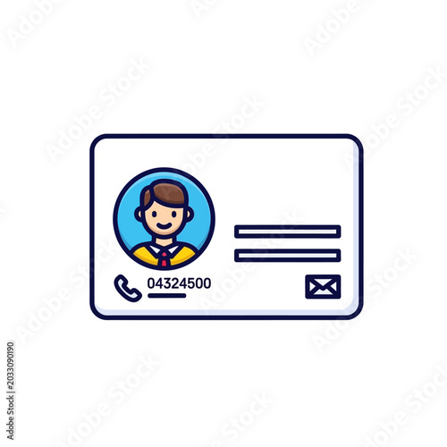 Business identification card with male avatar and contact info