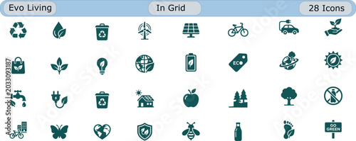 Evo Leving color  In Grid fill Editable 28 Icon set