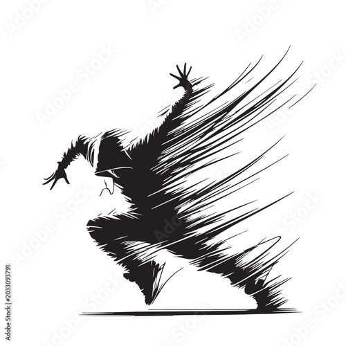 Black Hip hop dancer Silhouette Vector, High Quality Illustration on White Background