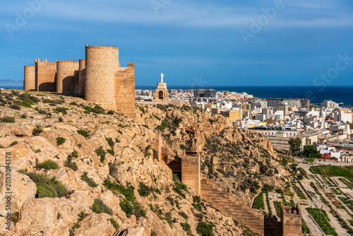 Scenic panoramic view on a sunny afternoon in Almeria, Andalusia, Spain.
