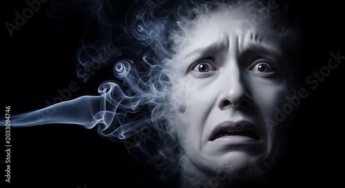 Surprised person with smoke emerging from head