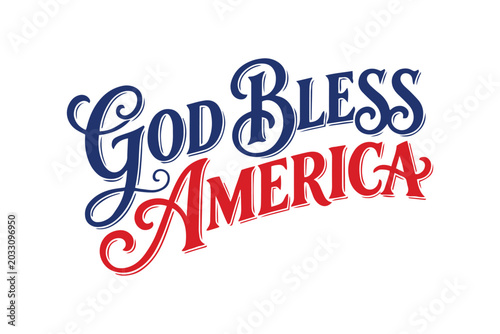 Obraz na plátne God Bless America Patriotic Typography Lettering Design