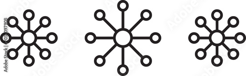 Tableau sur toile Hub, and spoke connection icon collection representing centralized systems, data flow, and network relationships suitable for enterprise software, cloud services, and digital infrastructure graphics