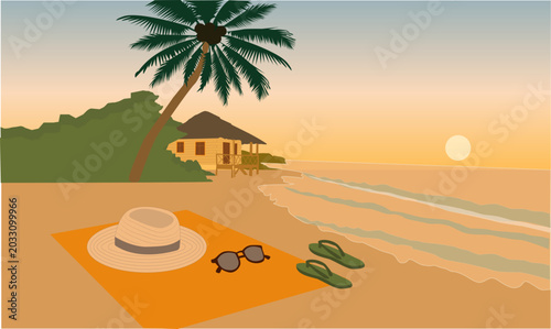 Tropical beach sunset