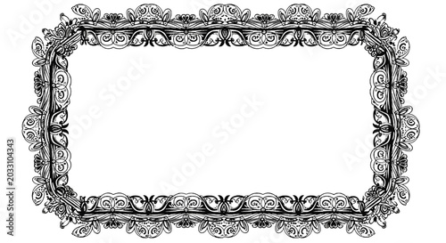 Fotografie Ornate Metallic Rectangular Frame Border.