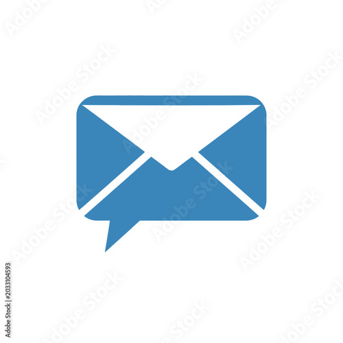 Blue mail envelope and chat bubble icon