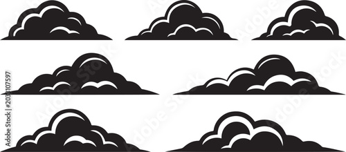 Fényképezés Abstract cloud silhouette set with bold graphic style